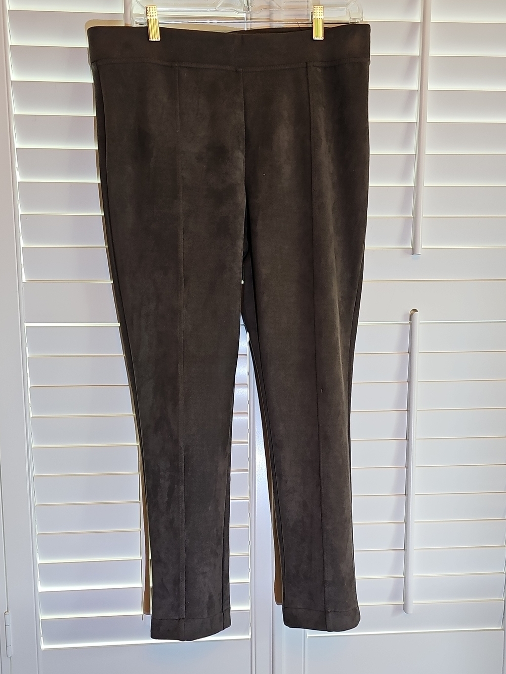 Classic Brown Suede-Look Ponte Pants
